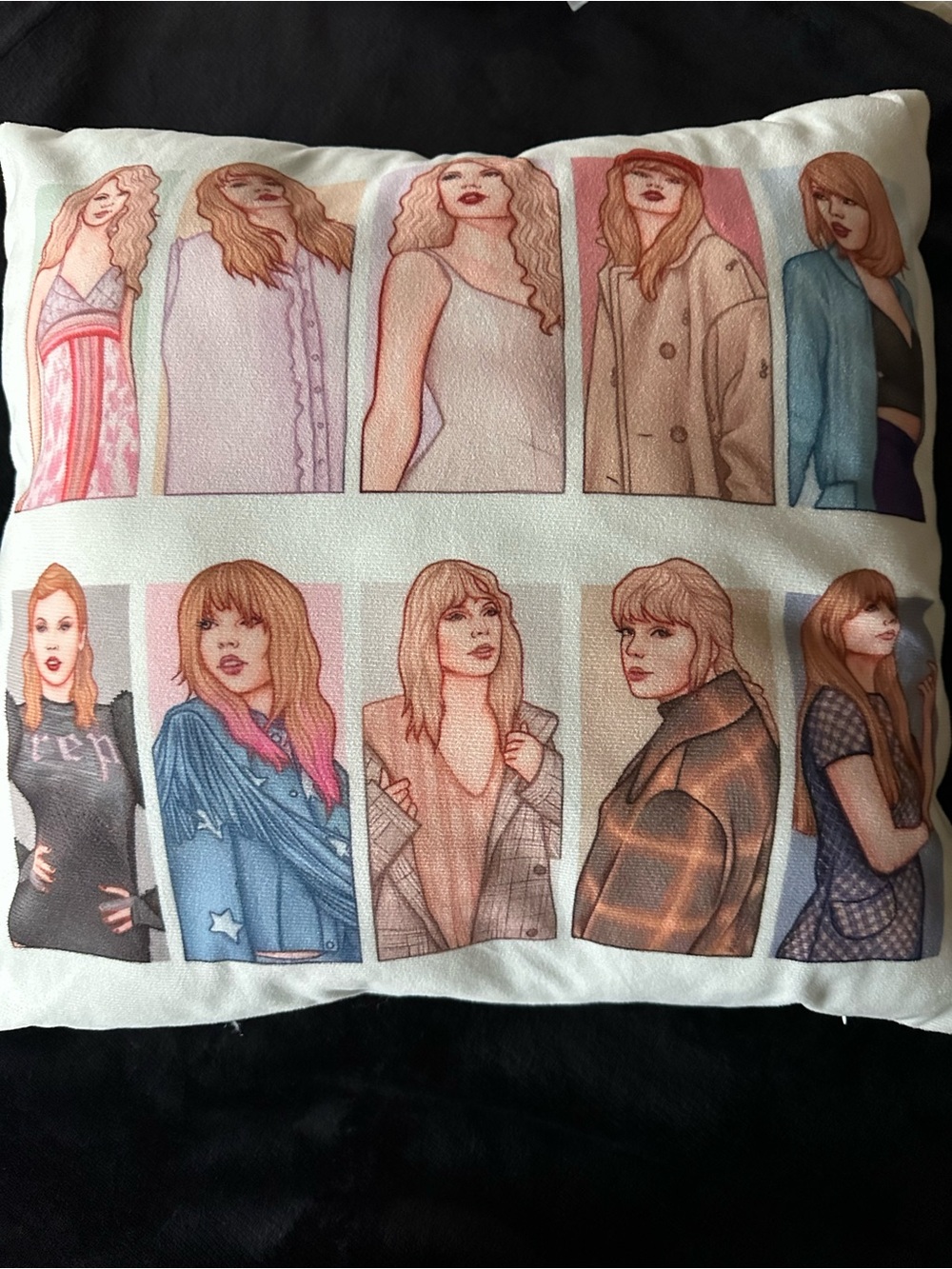 Taylor Swift Illustrated Portrait Panel Throw Pillow - Multicolor